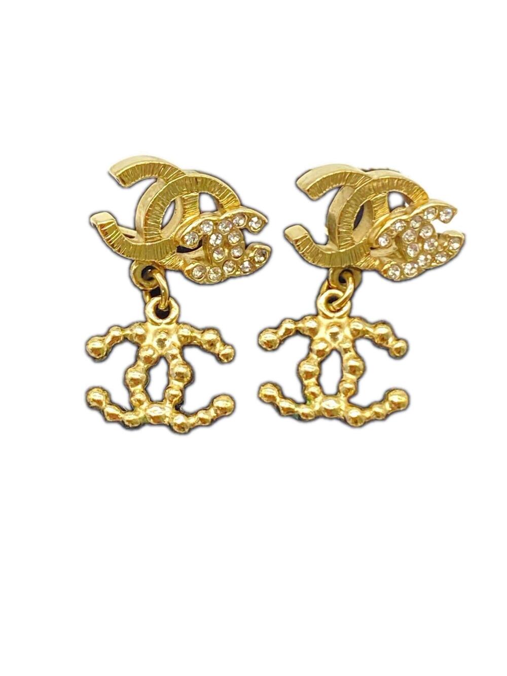 Chanel Cc Logo Earrings Metal Gold-Tone #371324C74B